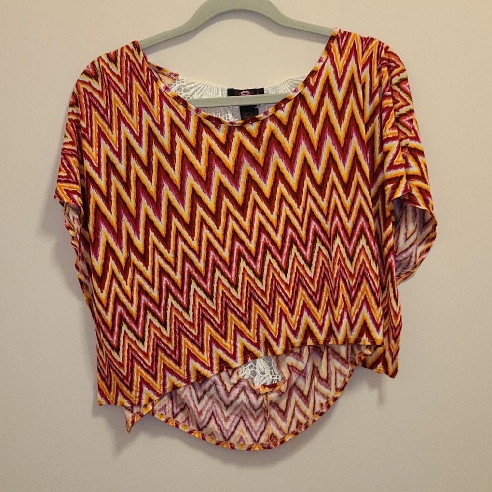 Orange and Pink Crotchet Back Top